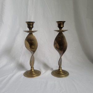 Vintage MCM Brass candle holders, made in India